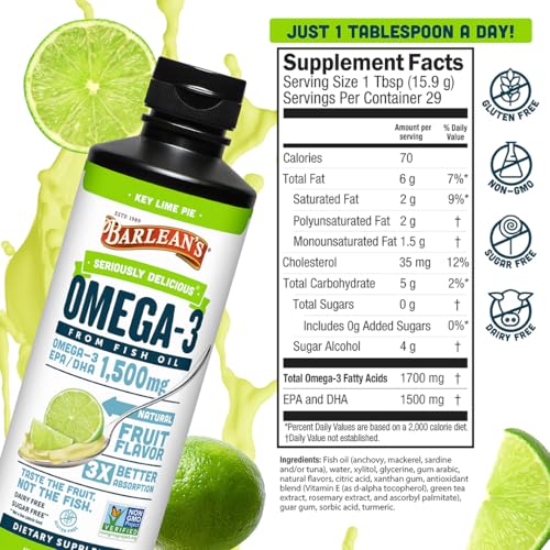Image 6 of Barlean's Key Lime Pie Omega-3 Fish Oil Liquid, 16oz