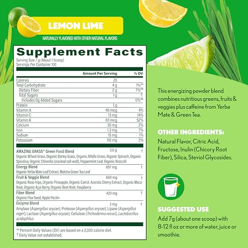 Image 3 of Amazing Grass Energy Green Superfood Powder, 24.7 oz, 100 Servings