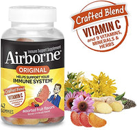 Thumbnail for Image 2 of Airborne 750mg Vitamin C Immune Support Supplement Gummies for Adults, Assorted Fruit Flavor, Gluten Free Crafted Blend with Powerful Antioxidants Vitamins A C & E, 42 Gummies (2 Pack)