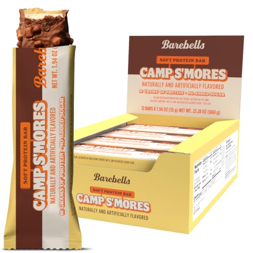 Image 1 of Default Title for the product BAREBELLS Barebells Protein Bar – Camp S'mores | 16g Protein, No Added Sugar, Chocolate, Marshmallow & Cracker Flavor, Soft Texture, 12 Count
