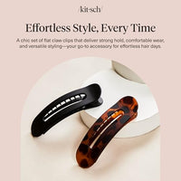 Thumbnail for Image 7 of Kitsch Flat Hair Clips for Women - Black & Tortoise, 2pc