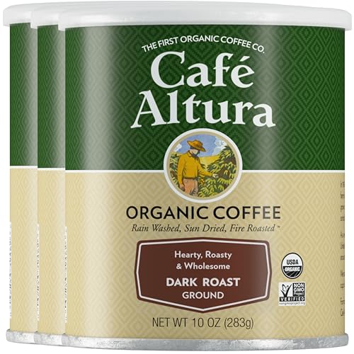 Image 1 of Default Title for the product Cafe Altura Ground Organic Coffee, Dark Roast, 10 oz Can (Pack of 3)