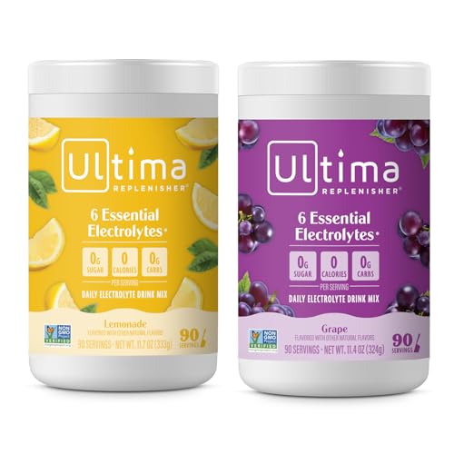Image 1 of Default Title for the product Ultima Replenisher Electrolyte Powder Drink Mix Bundle ? Sugar Free ? Lemonade and Grape, 90 Servings