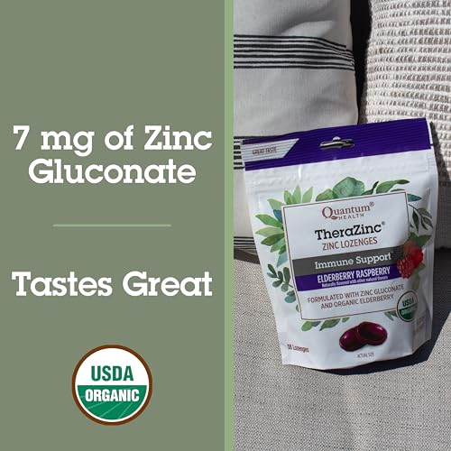 Image 4 of Quantum Health TheraZinc Organic Immune Support Elderberry, 18 Lozenges