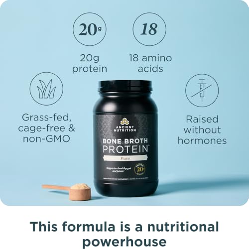 Image 2 of Ancient Nutrition Grass Fed Bone Broth Protein Powder, Pure
