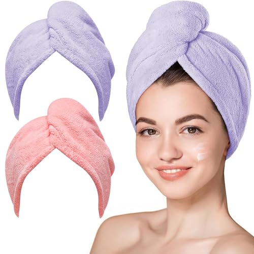 Image 4 of Purple,pink / Large for the product Hicober Microfiber Hair Towel Wrap for Women