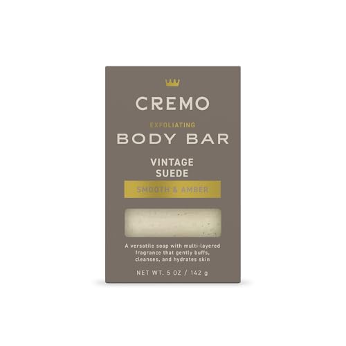 Image 1 of Default Title for the product Cremo Exfoliating Body Bar Soap for Men, Vintage Suede Scent, 5 Ounce (Pack of 12)