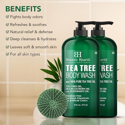 Image 3 of Botanic Hearth Tea Tree Body Wash & Silicone Body Brush - 16 fl oz Set of 2