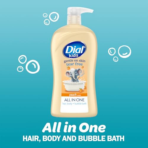 Image 2 of Dial Kids All-in-1 Body + Hair + Bubble Bath, Peach Scent, 32 Fl Oz