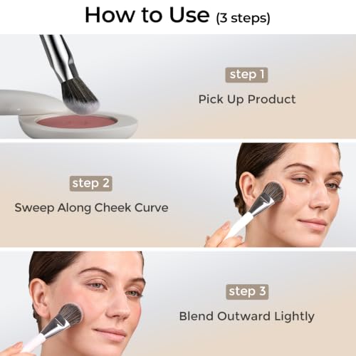 Image 5 of ALBEAUT Blush Brush, Angled Contoured for Flawless Face Foundation Liquid Cream Cheek Makeup Multitask 202