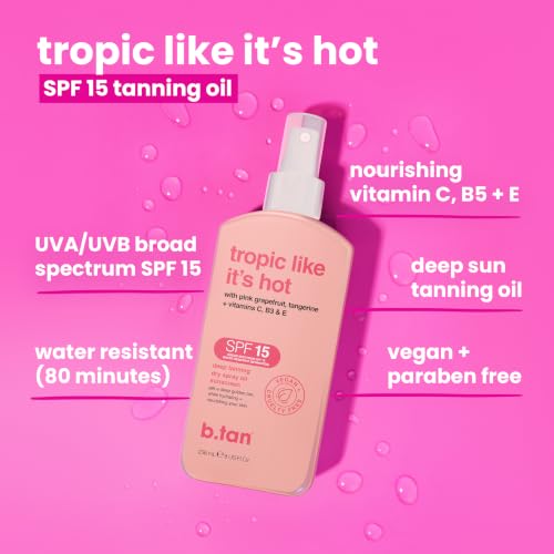 Image 3 of B.TAN 15 SPF Tanning Oil - Dark Intensifier Dry Spray, Sun Tan Bronzer
