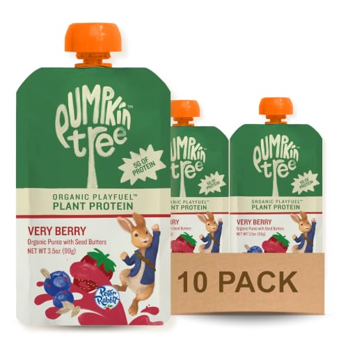 Image 1 of Default Title for the product Pumpkin Tree Peter Rabbit Organics Playfuel with Plant Protein, Very Berry, 3.5 Ounce (Pack of 10)