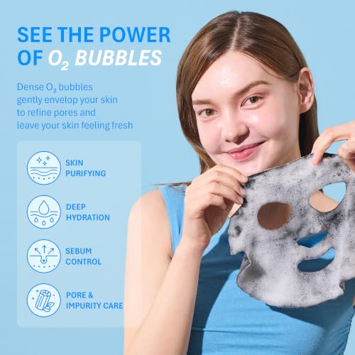 Image 3 of Purederm Charcoal Bubble Face Mask, Deep Cleansing and Purifying for Pore Minimizing and Detox, Korean Skincare for Combination and Oily Skin (10 Pack)