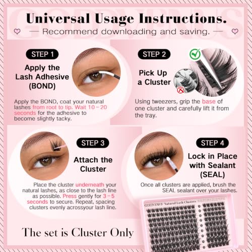 Image 14 of Goddvenus Fluffy Lash Clusters Natural D Curl Cluster Eyelash Extensions