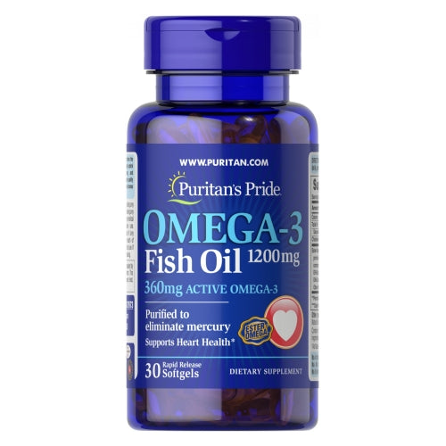 Puritan's Pride Omega 3 Fish Oil Trial Size 1200 mg 30 Softgels