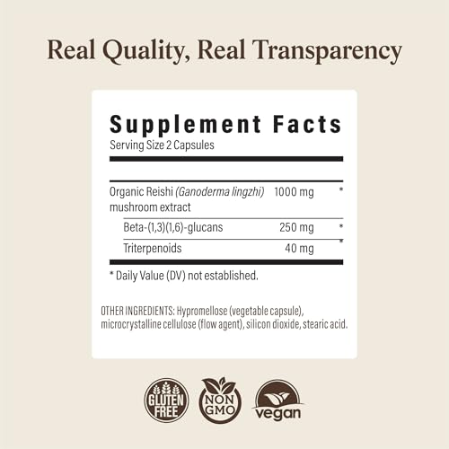 Image 5 of Real Mushrooms Organic Red Reishi Capsules for Wellness, 90ct