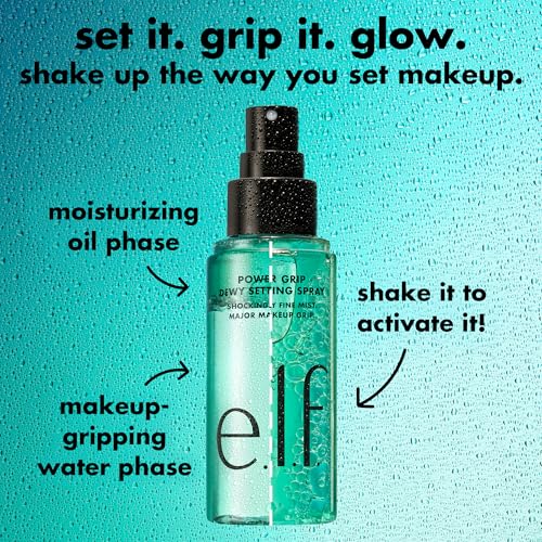 Image 5 of e.l.f. Power Grip Dewy Setting Spray, Hydrating Mist, Dewy Glow Finish