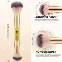 Thumbnail for Image 6 of DUcare Dual End Powder Kabuki Makeup Brush Gold Glitter Vegan Synthetic for Liquid Cream Setting Powder