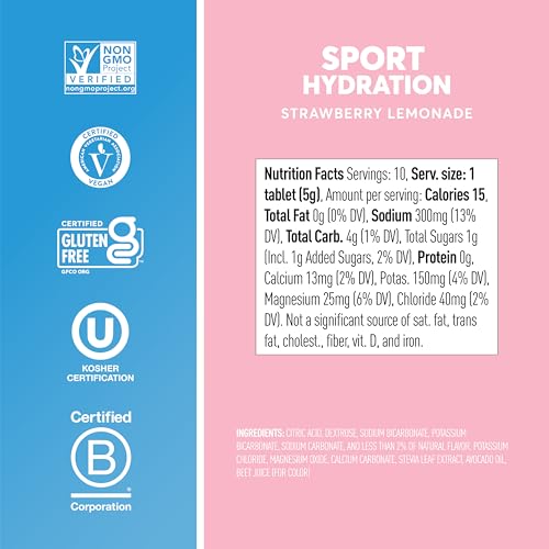 Image 5 of Nuun Sport Electrolyte Tablets, Strawberry Lemonade, GF & Vegan, 8 Pack