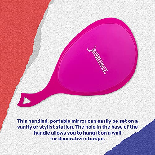 Image 2 of BarberMate Teardrop Mirror, Hand Mirror for Salons and Barbershops, Pink
