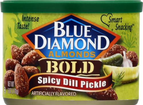 Image 4 of Blue Diamond Almonds Spicy Dill Pickle Flavored Snack Nuts, 6 Oz Resealable Can Pack of 2
