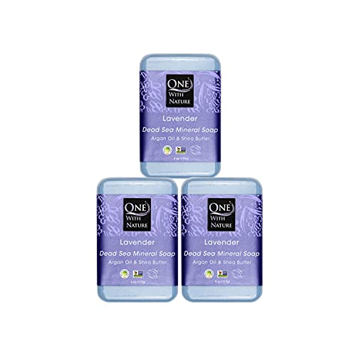 Image 1 of Default Title for the product One With Nature Dead Sea Salt Soap, Lavender Soap Bars, 4 oz, 3 Pack