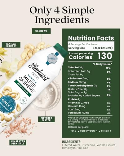 Image 2 of Elmhurst 1925 Vanilla Cashew Milk Unsweetened - 32 Fl Oz (6-Pack)