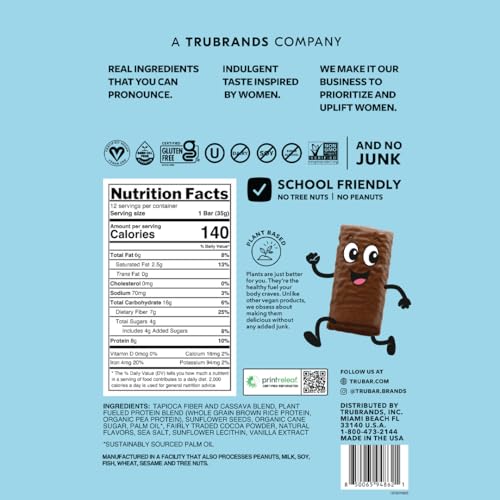 Image 2 of TRUBAR Kids Protein Bars, Fudge-Tastic Brownie, Plant Based Protein, Gluten Free, 12 Count