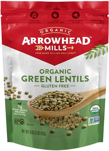 Image 1 of Default Title for the product Arrowhead Mills Organic Green Lentils, 16 oz Bag