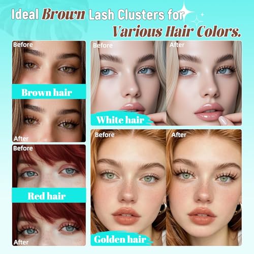 Image 4 of AMZGIRL Brown Lash Clusters C Curl Manga Anime Lashes 10-18mm, Puppy