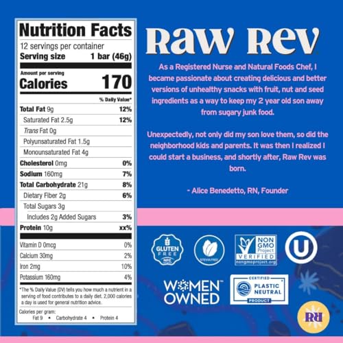 Image 2 of Raw Rev Glo Protein Bar, Double Chocolate Brownie Batter, 12 Bars
