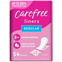 Thumbnail for Image 1 of 54 Count (Pack of 1) for the product Carefree Panty Liners for Women, Regular, Wrapped, Unscented, 54 ct