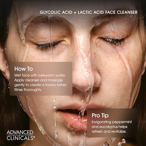 Image 6 of Advanced Clinicals Glycolic Acid Exfoliating Face Wash For Women & Men 11.75 Fl Oz