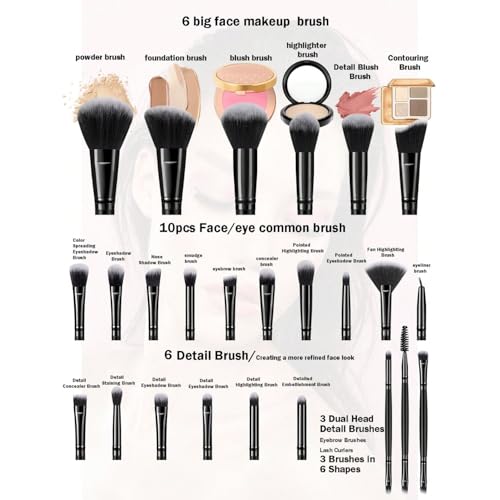 Image 6 of HGHDBT Makeup Brushes Set Professional Makeup Kit Multi-functional Makeup Tool Set