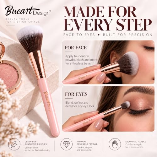 Image 5 of Bueart Design 30Pcs PRO Makeup Brushes Set Ultra Soft Dense Hair (Pink)