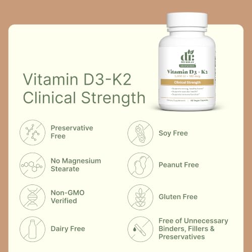 Image 3 of Dr. Murray's Vitamin D3-K2 with Coconut Oil MCTs, 5,000 IU, 60 Vegan Caps