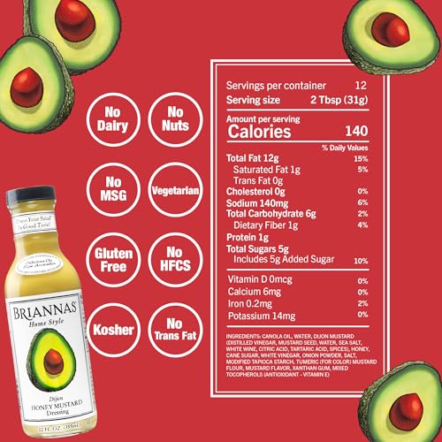 Image 3 of BRIANNAS Home Style Dijon Honey Mustard Dressing 12 oz. Bottles 6 Pack