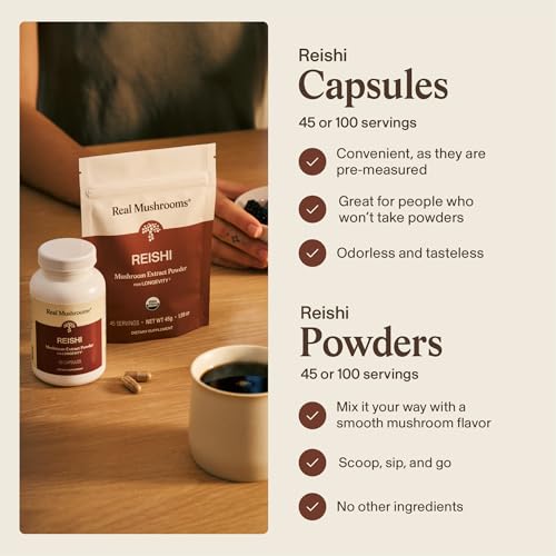 Image 6 of Real Mushrooms Organic Red Reishi Capsules for Wellness, 90ct