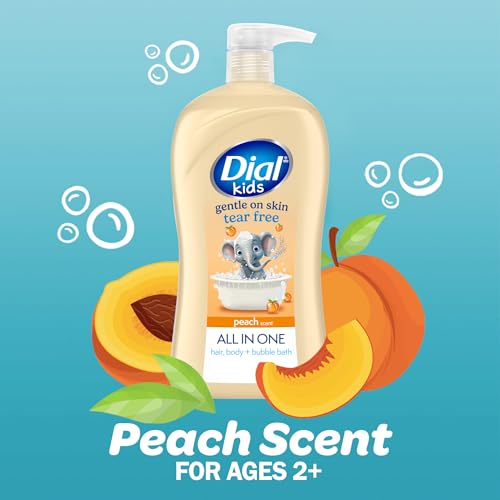 Image 3 of Dial Kids All-in-1 Body + Hair + Bubble Bath, Peach Scent, 32 Fl Oz