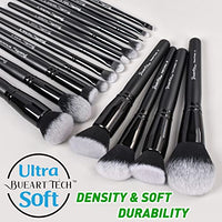 Thumbnail for Image 6 of Bueart Design 19Pcs Ultra Soft Black Labeled Dense Hair Makeup Brushes Set