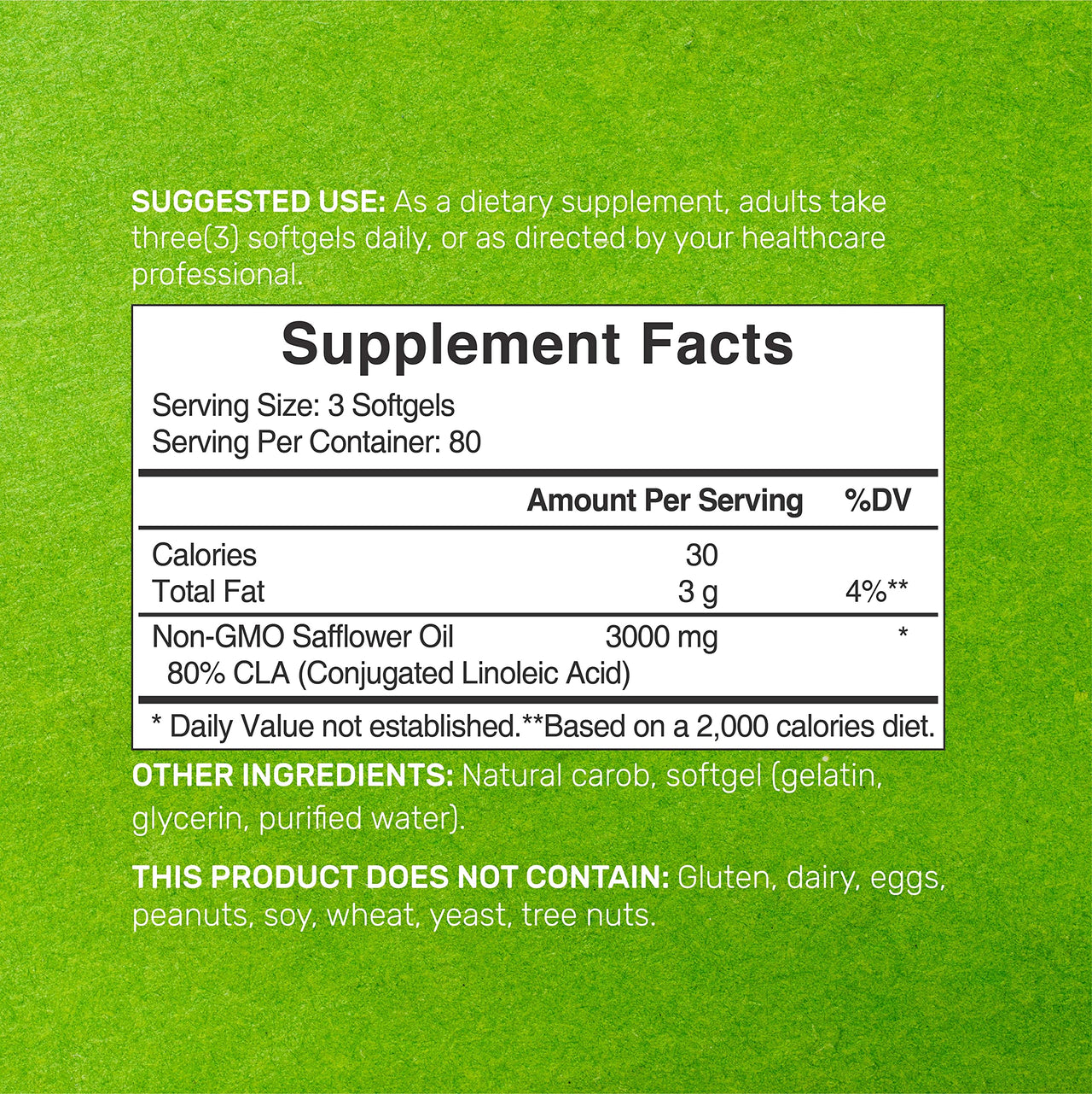 Ultra Strength CLA 3000mg | 240 Softgels, Active Conjugated Linoleic Acid from Safflower Oil