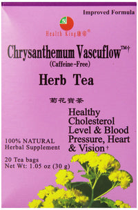 Thumbnail for Health King Chrysanthemum Vascuflow Herb Tea, Teabags, 20 Count Box