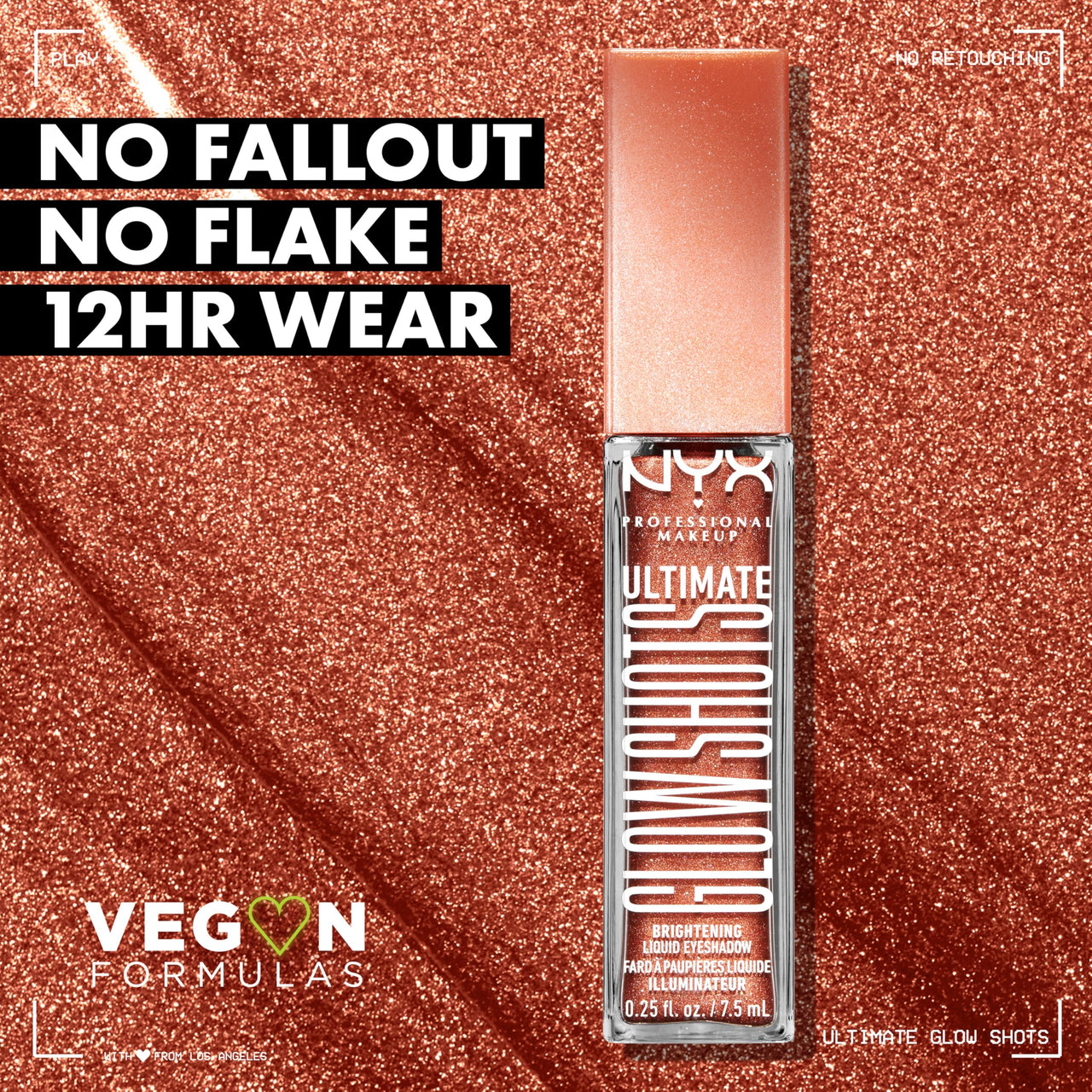 NYX PROFESSIONAL MAKEUP Ultimate Glow Shots, Liquid Eyeshadow, Long-Lasting Shimmer Eye Shadow with Vitamin C - Clementine Fine