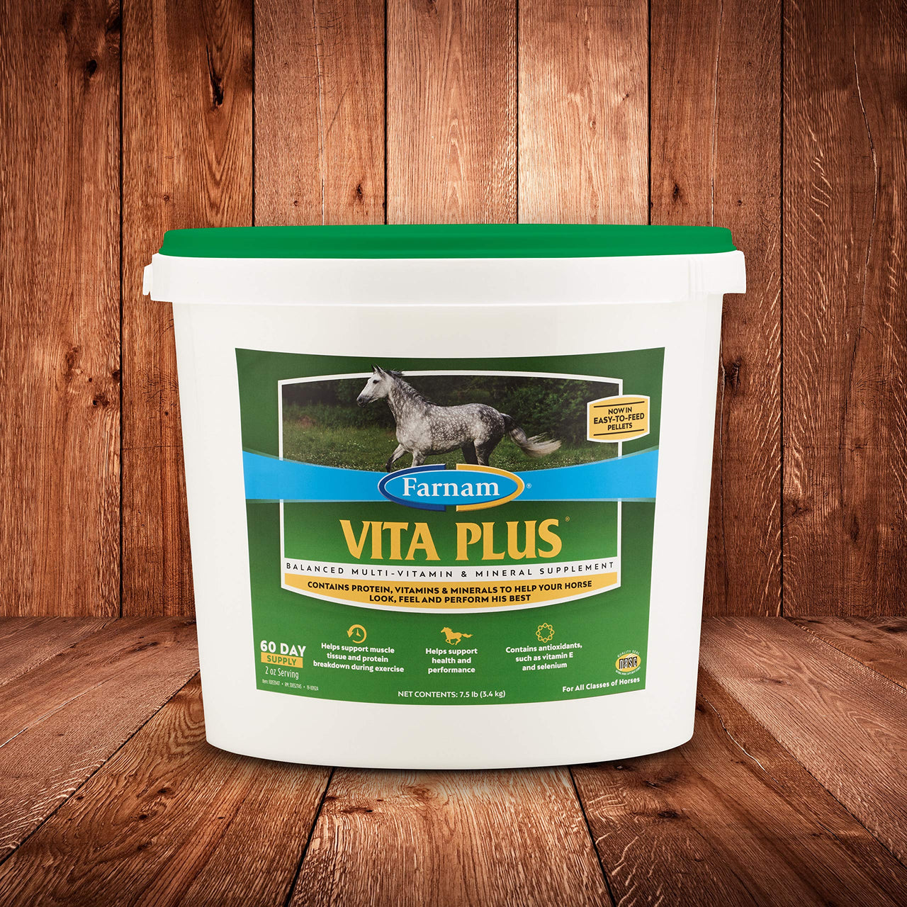Farnam Vita Plus Balanced Multi-Vitamin & Mineral horse Supplement, Provides balanced nutrition to support overall health and performance, 7.5 pounds, 60 day supply
