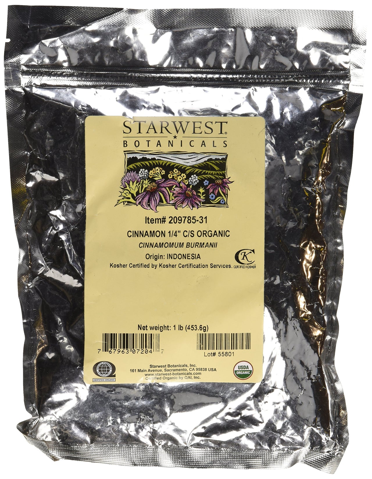 Starwest Botanicals Organic Cinnamon C/S, 1 lbs Bulk