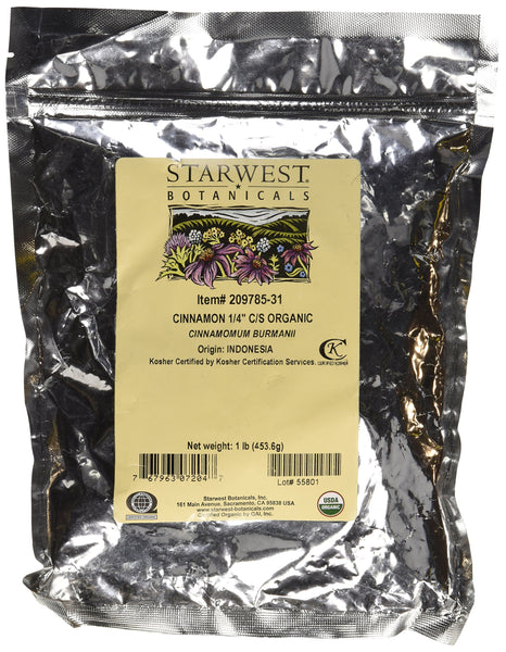 Starwest Botanicals Organic Cinnamon C/S, 1 lbs Bulk