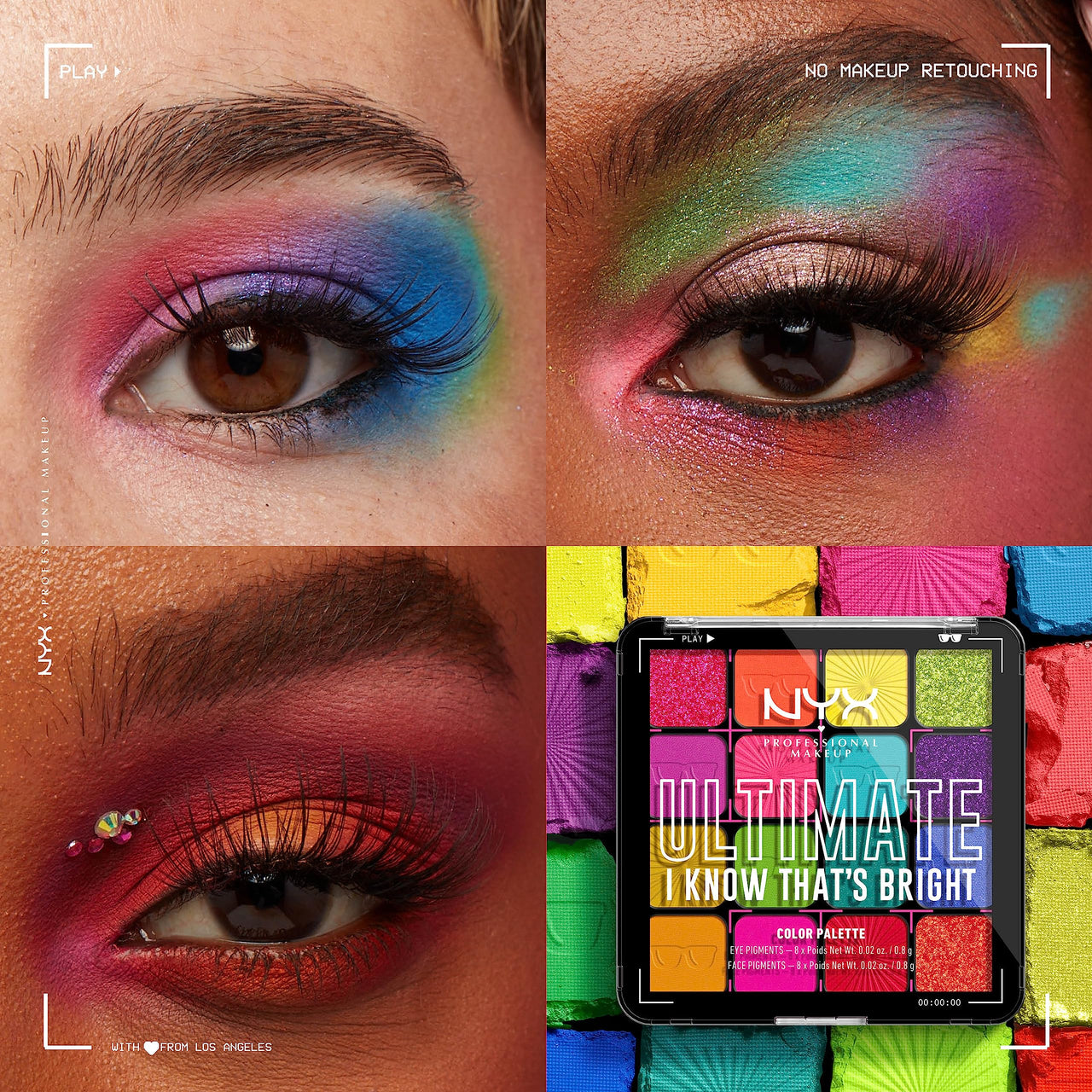 NYX PROFESSIONAL MAKEUP, Ultimate Shadow Palette, Eyeshadow Palette - I Know That's Bright