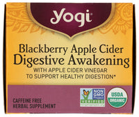 Thumbnail for Yogi Tea Organic Blackberry Apple Awakening Digestive Cider, 16 CT
