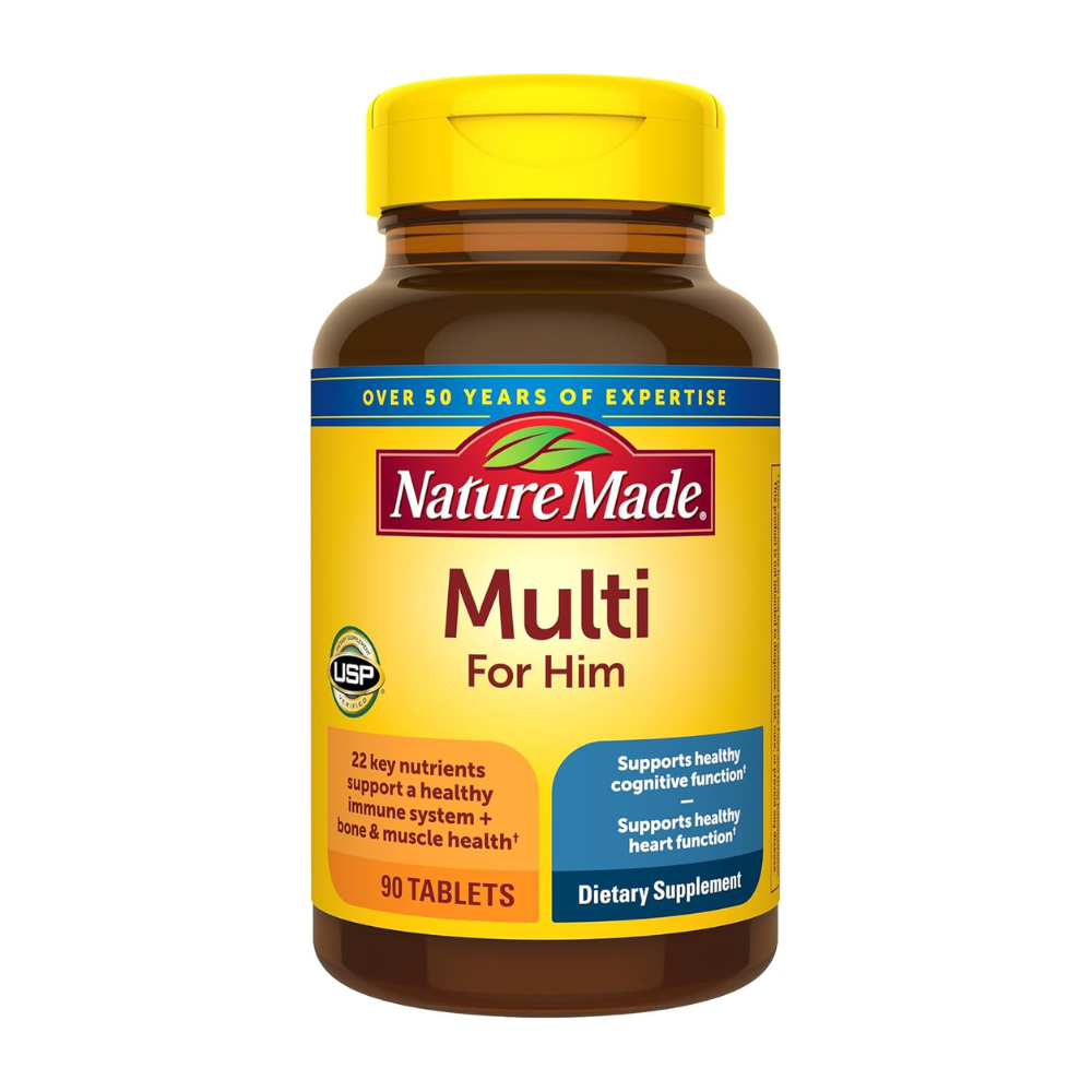 Nature Made Multivitamin For Him with No Iron, Mens Multivitamins for Daily Nutritional Support, Multivitamin for Men, 90 Tablets, 90 Day Supply