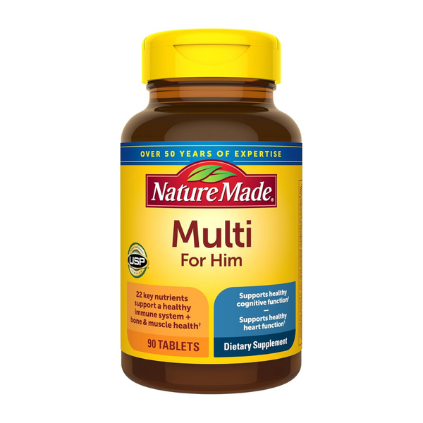 Nature Made Multivitamin For Him with No Iron, Mens Multivitamins for Daily Nutritional Support, Multivitamin for Men, 90 Tablets, 90 Day Supply